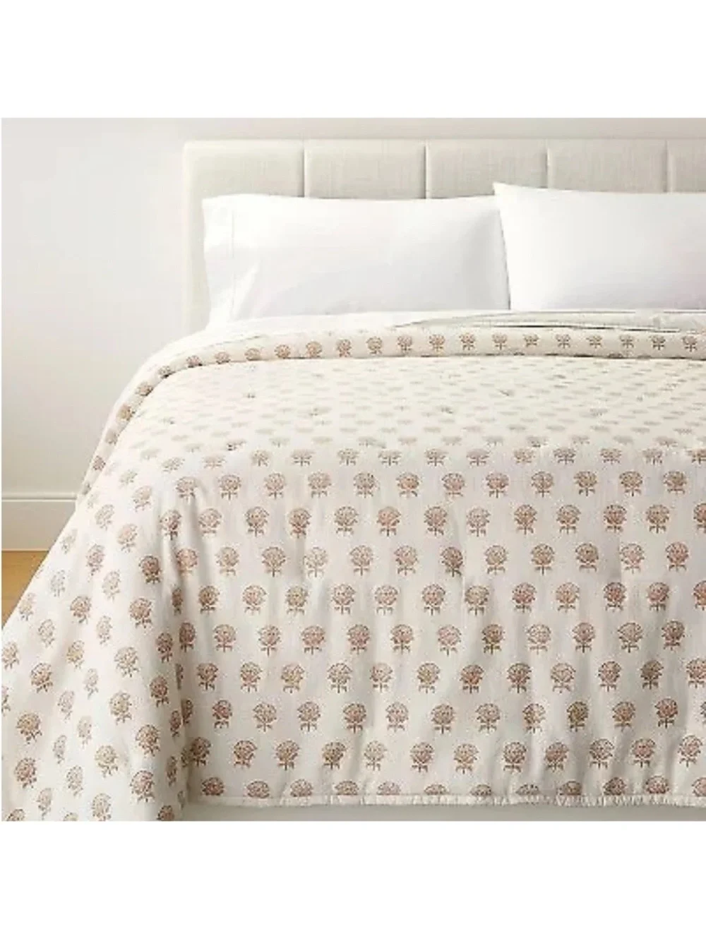 Lofty Woodblock Print Floral Quilt Off White/Mauve – Studio McGee NEW W/ TAGS